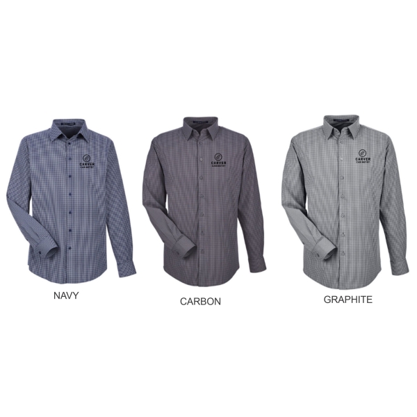 Mens Tonal Mini Check Woven Button up - Image 3